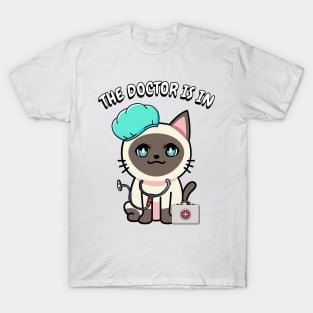 Cute white cat is a doctor T-Shirt